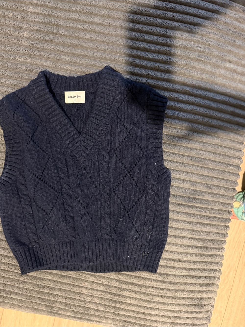 Sunday Best Navy Cable-Knit V-Neck Sweater Vest
